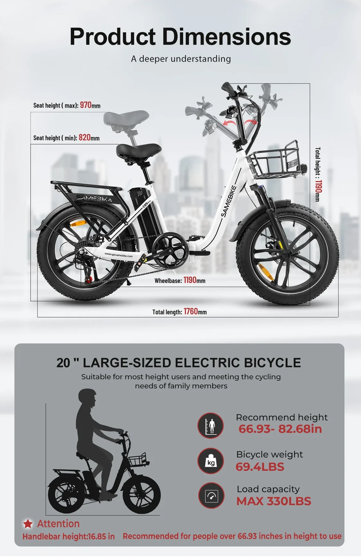Vélo électrique Pliant SAMEBIKE C05 Pro – Image 10
