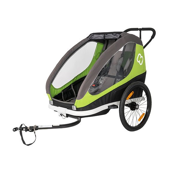 Remorque hamax traveller Bike Trailer for 2 Kids, incl. drawbar and buggy wheel - green/grey – Image 2