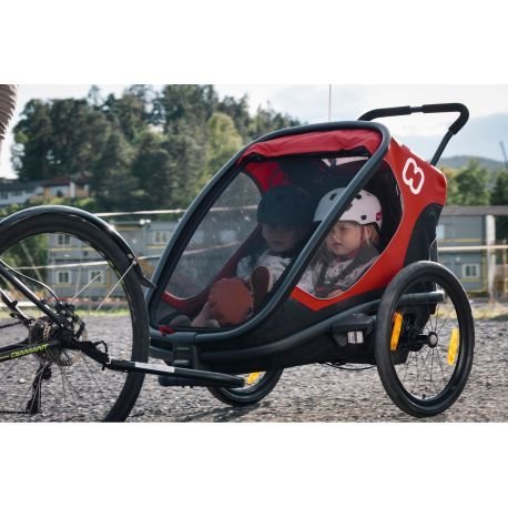 Remorque vélo charge 100 kg Hamax Outback pour 2 Enfants - rouge / noir – Image 3